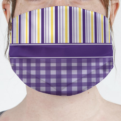 Purple Gingham & Stripe Face Mask Cover (Personalized)