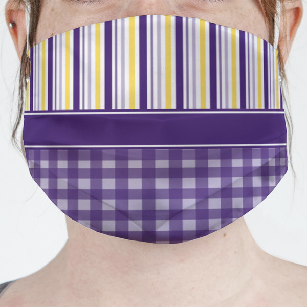 Custom Purple Gingham & Stripe Face Mask Cover
