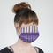 Purple Gingham & Stripe Mask - Quarter View on Girl