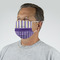 Purple Gingham & Stripe Mask - Quarter View on Guy