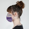 Purple Gingham & Stripe Mask - Side View on Girl