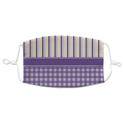 Purple Gingham & Stripe Adult Cloth Face Mask - XLarge
