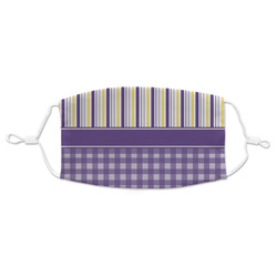 Purple Gingham & Stripe Adult Cloth Face Mask - Standard