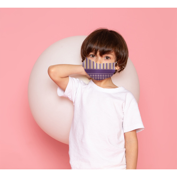 Purple Gingham & Stripe Mask1 Child Lifestyle
