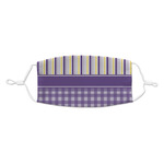 Purple Gingham & Stripe Kid's Cloth Face Mask - Standard