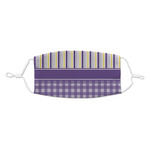 Purple Gingham & Stripe Kid's Cloth Face Mask - Standard