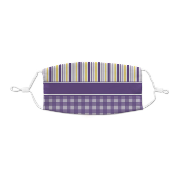 Custom Purple Gingham & Stripe Kid's Cloth Face Mask - XSmall