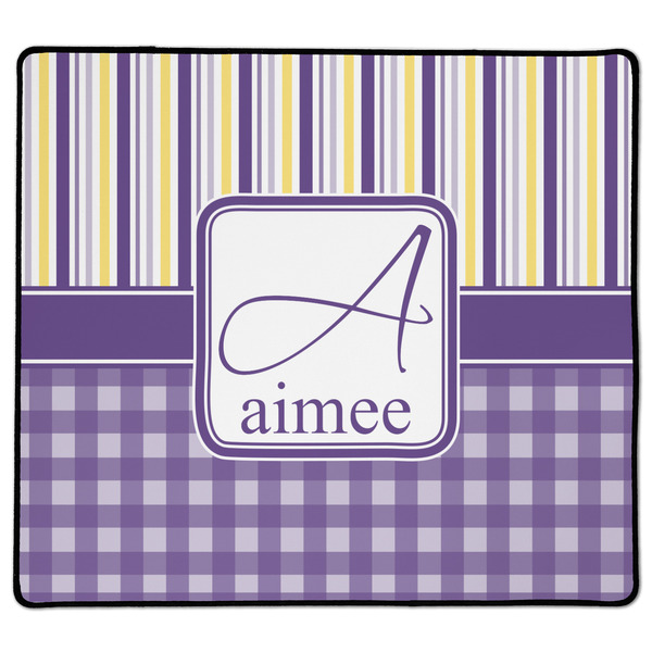 Custom Purple Gingham & Stripe XL Gaming Mouse Pad - 18" x 16" (Personalized)