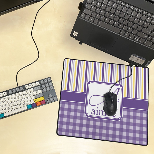 Purple Gingham & Stripe Medium Gaming Mats - LIFESTYLE