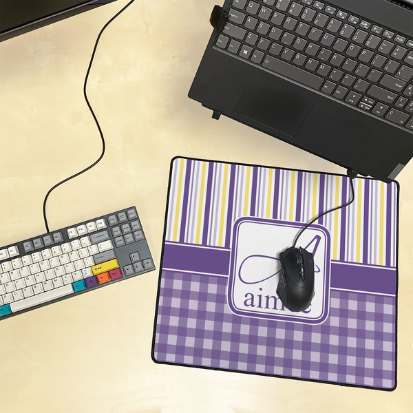 Purple Gingham & Stripe Medium Gaming Mats - LIFESTYLE