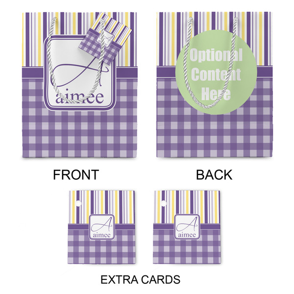 Purple Gingham & Stripe Medium Gift Bag - Approval