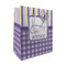 Purple Gingham & Stripe Medium Gift Bag - Front/Main