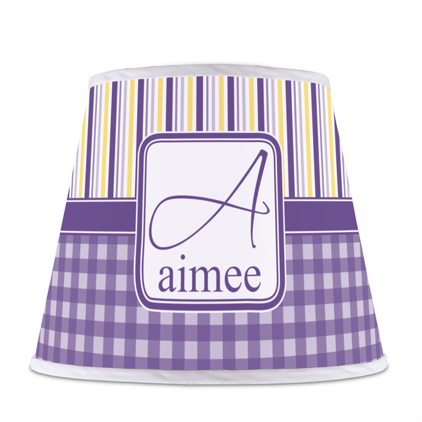 Purple Gingham & Stripe Poly Film Empire Lampshade - Front View