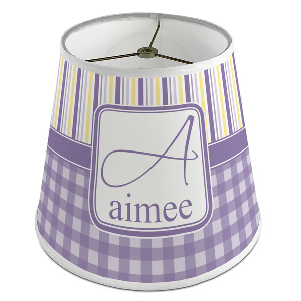 Custom Purple Gingham & Stripe Empire Lamp Shade (Personalized)
