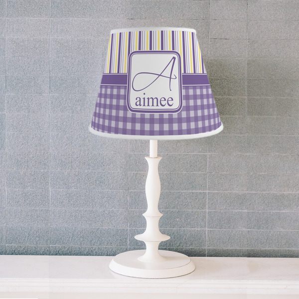 Purple Gingham & Stripe Poly Film Empire Lampshade - Lifestyle