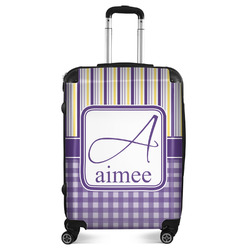 Purple Gingham & Stripe Suitcase - 24" Medium - Checked (Personalized)