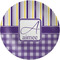 Purple Gingham & Stripe Melamine Plate 8 inches