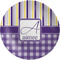Purple Gingham & Stripe Melamine Salad Plate - 8" (Personalized)