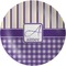 Purple Gingham & Stripe Melamine Plate (Personalized)