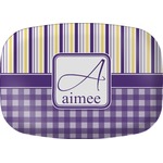 Purple Gingham & Stripe Melamine Platter (Personalized)