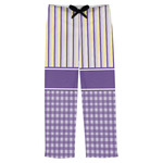 Purple Gingham & Stripe Mens Pajama Pants - S