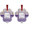 Purple Gingham & Stripe Metal Paw Ornament - Front and Back