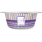 Purple Gingham & Stripe Metal Pet Bowl - White Label - Medium - Main