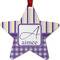 Purple Gingham & Stripe Metal Star Ornament - Front