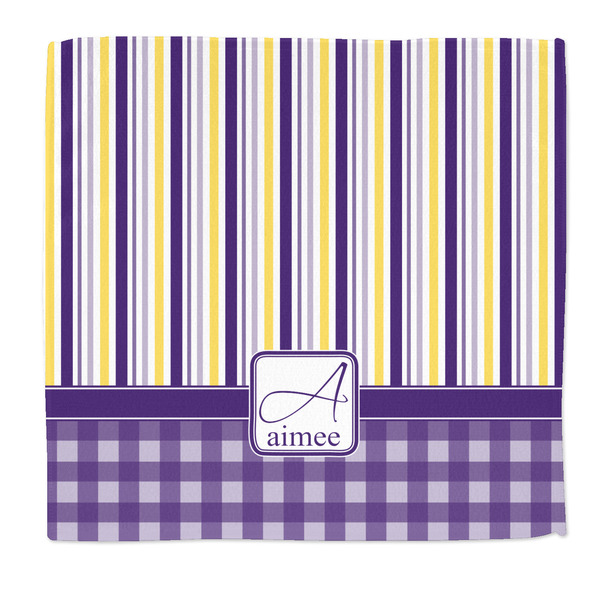 Custom Purple Gingham & Stripe Microfiber Dish Rag (Personalized)
