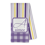 Purple Gingham & Stripe Kitchen Towel - Microfiber (Personalized)