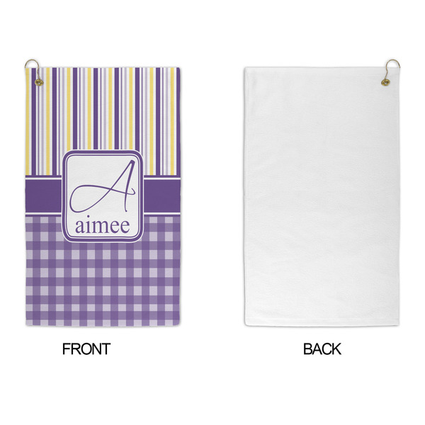 Purple Gingham & Stripe Microfiber Golf Towels - APPROVAL