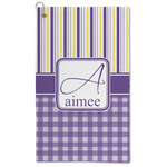 Purple Gingham & Stripe Microfiber Golf Towel (Personalized)