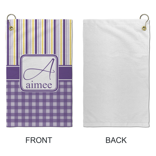 Purple Gingham & Stripe Microfiber Golf Towels - Small - APPROVAL