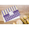 Purple Gingham & Stripe Microfiber Kitchen Towel - LIFESTYLE