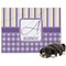 Purple Gingham & Stripe Microfleece Dog Blanket - Regular