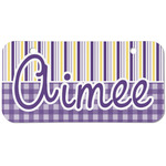 Purple Gingham & Stripe Mini/Bicycle License Plate (2 Holes) (Personalized)
