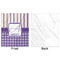 Purple Gingham & Stripe Minky Blanket - 50"x60" - Single Sided - Front & Back