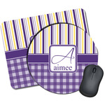 Purple Gingham & Stripe Mouse Pad (Personalized)