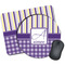 Purple Gingham & Stripe Mouse Pads - Round & Rectangular