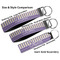 Purple Gingham & Stripe Multiple Key Ring comparison sizes