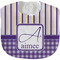 Purple Gingham & Stripe Velour Baby Bib w/ Name and Initial