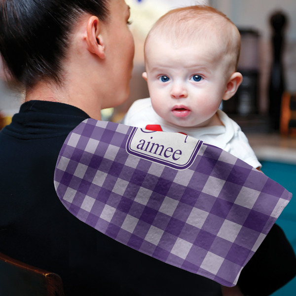 Purple Gingham & Stripe Old Burp - Lifestyle