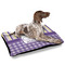 Purple Gingham & Stripe Outdoor Dog Beds - Large - IN CONTEXT