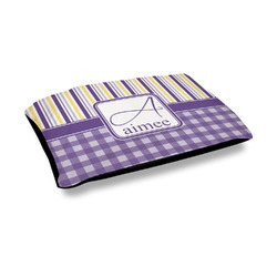 Purple Gingham & Stripe Outdoor Dog Bed - Medium (Personalized)