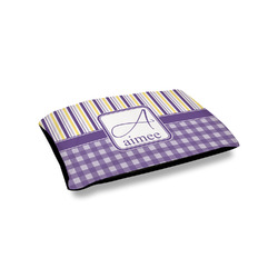 Purple Gingham & Stripe Outdoor Dog Bed - Small (Personalized)