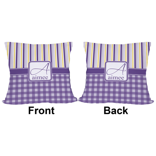Purple Gingham & Stripe Outdoor Pillow - 16x16