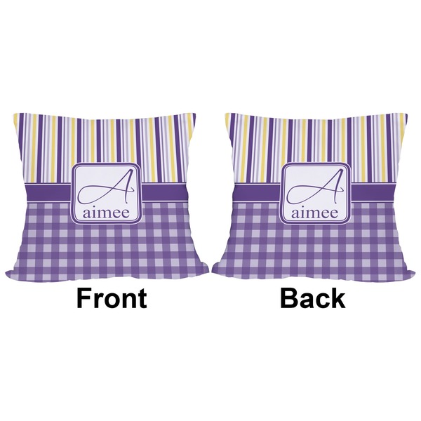 Purple Gingham & Stripe Outdoor Pillow - 18x18