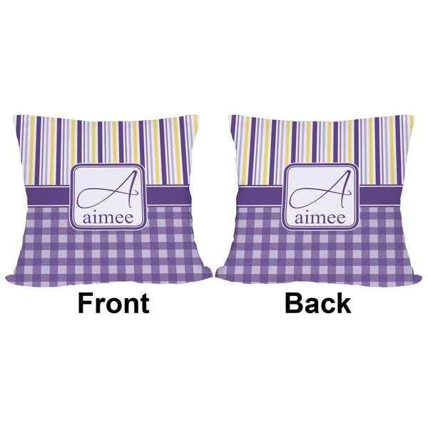 Purple Gingham & Stripe Outdoor Pillow - 20x20