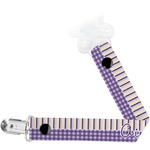 Purple Gingham & Stripe Pacifier Clip (Personalized)