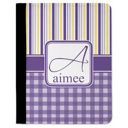 Purple Gingham & Stripe Padfolio Clipboard (Personalized)